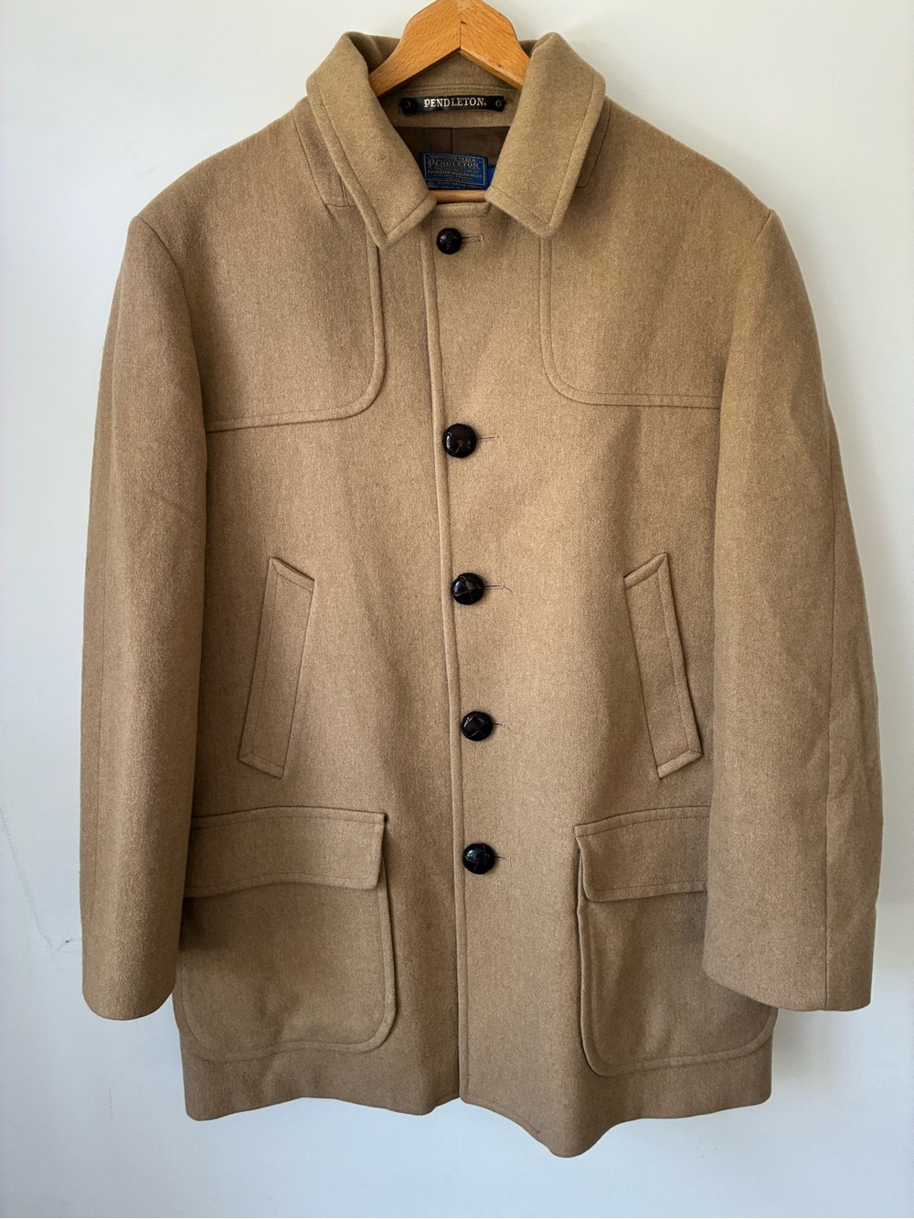 Vintage Pendleton Coat Men’s 44 100% Virgin Wool Made in USA Camel